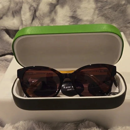 Kate Spade Havana and Gold Cat Eye Sunglasses Nathalie Brand New In Case