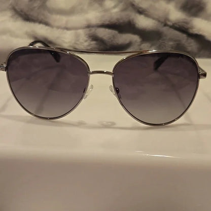 Banana Republic Silver Aviator Sunglasses Brand New In Case
