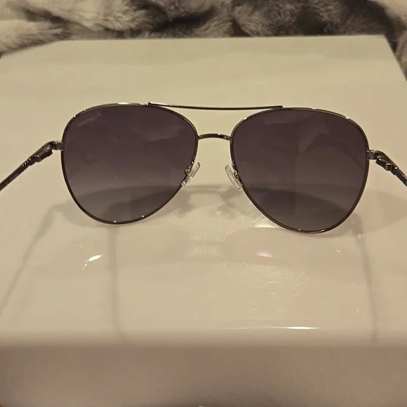 Banana Republic Silver Aviator Sunglasses Brand New In Case