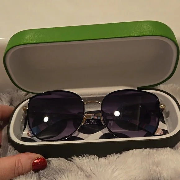 Kate Spade Maryam Gold and Black Oversized Sunglasses Brand New in Case