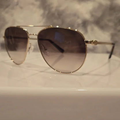 Salvatore Ferragamo Gold Aviator Sunglasses Brand New in Box
