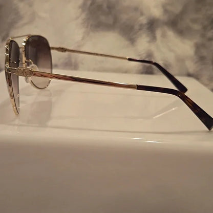 Salvatore Ferragamo Gold Aviator Sunglasses Brand New in Box