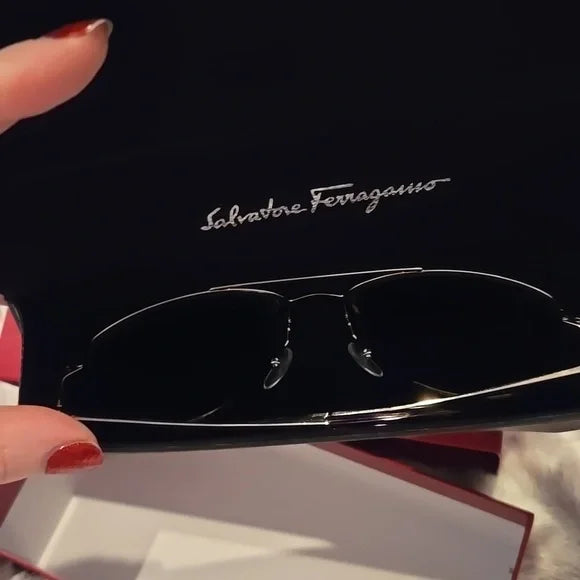 Salvatore Ferragamo Gold Aviator Sunglasses Brand New in Box
