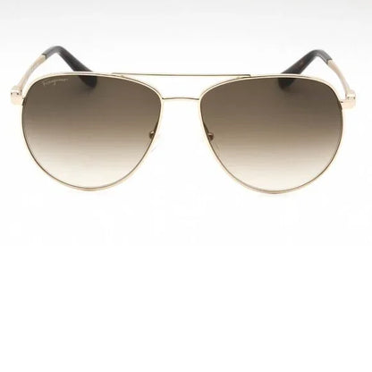 Salvatore Ferragamo Gold Aviator Sunglasses Brand New in Box