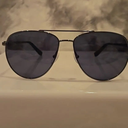 Salvatore Ferragamo Dark Gunmetal Aviator Sunglasses Brand New In Case