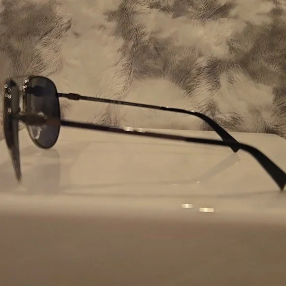 Salvatore Ferragamo Dark Gunmetal Aviator Sunglasses Brand New In Case