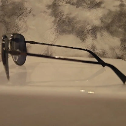 Salvatore Ferragamo Dark Gunmetal Aviator Sunglasses Brand New In Case