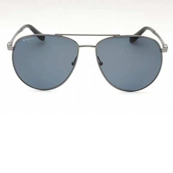Salvatore Ferragamo Dark Gunmetal Aviator Sunglasses Brand New In Case