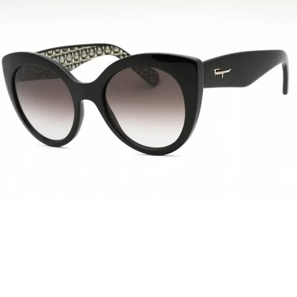 Salvatore Ferragamo Black Cat-Eye Sunglasses Brand New In Case