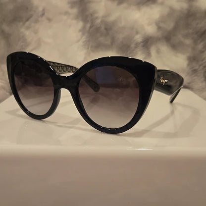 Salvatore Ferragamo Black Cat-Eye Sunglasses Brand New In Case