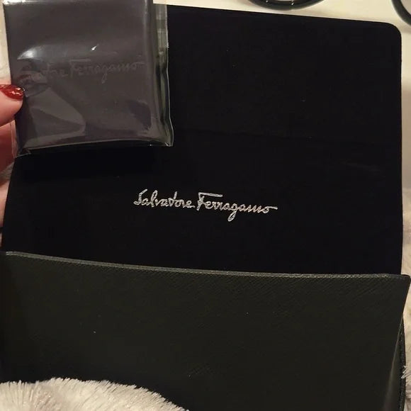 Salvatore Ferragamo Black Cat-Eye Sunglasses Brand New In Case