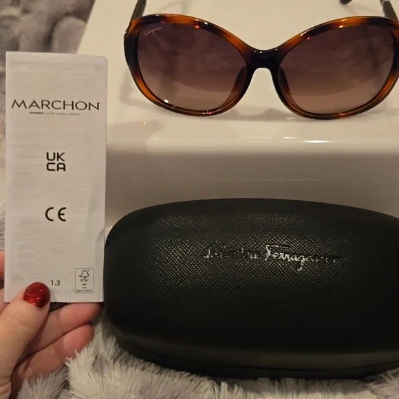 Salvatore Ferragamo Tortoise Shell Brown Gradient Sunglasses Brand New in Case