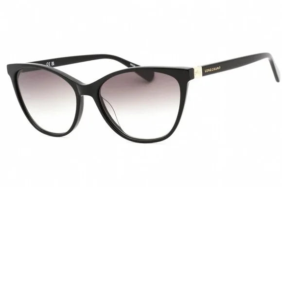 Longchamp Paris Black and Gold Cat Eye Sunglasses Brand New In Case
