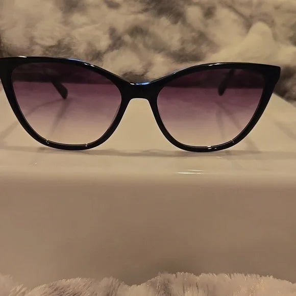 Longchamp Paris Black and Gold Cat Eye Sunglasses Brand New In Case
