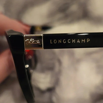 Longchamp Paris Black and Gold Cat Eye Sunglasses Brand New In Case