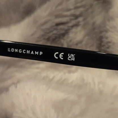 Longchamp Paris Black and Gold Cat Eye Sunglasses Brand New In Case