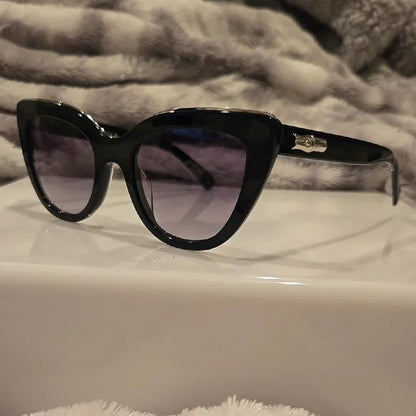 Longchamp Paris Black Cat-Eye Sunglasses with Gradient Lenses Brand New In Case